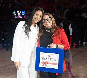 Ashley Blandon and her Carnival mentor Tatiana Perez.