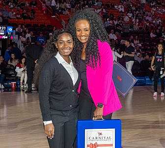 Ahirel Reyes and her Carnival mentor Rosie Nwakanma.