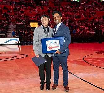 Duvan Fajardo and his mentor Steven Brutus.