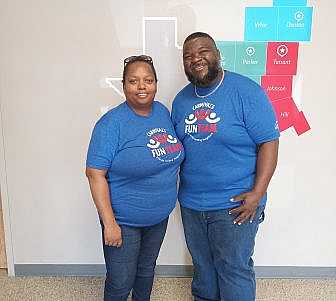Volunteers at the Tarrant Area Food Bank in Dallas.